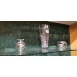 Collection of three retro glass vases.