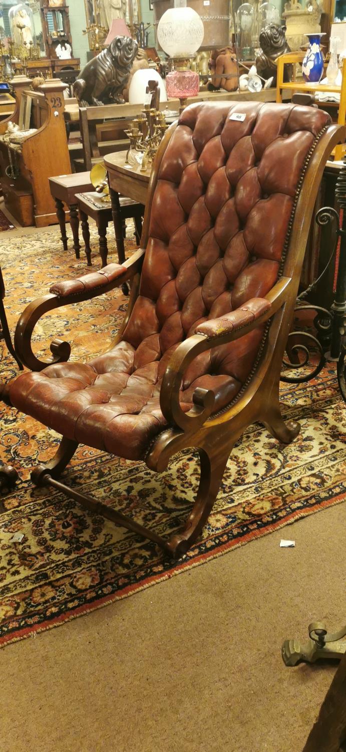 Pair of leather and mahogany library chairs. - Image 3 of 3