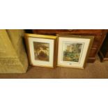 Pair of gilt framed Garden scenes.