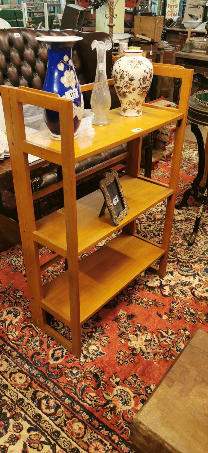 Mid-century pair of maple bookshelves.