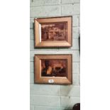 Pair of 19th.C. gilt framed pictures.