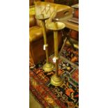 Pair of brass altar candlesticks.