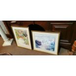 Three framed watercolours.