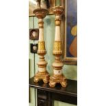 Pair of decorative gilt wood and gesso lamp bases {77cm H}