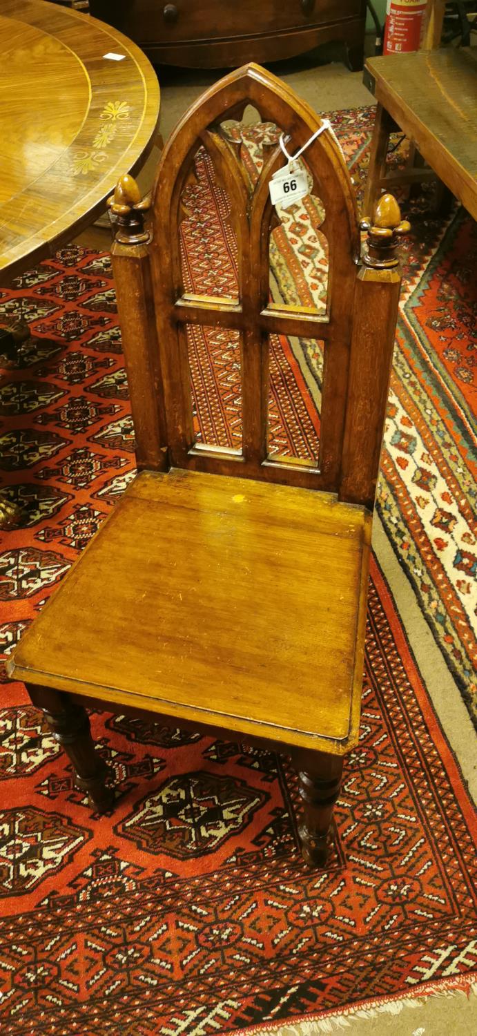 19th. C. gothic oak chair.