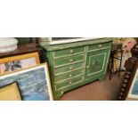 19th. C. Painted pine chest of drawers.