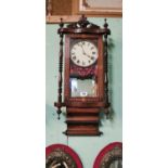 19th.C. Inlaid walnut wall clock.