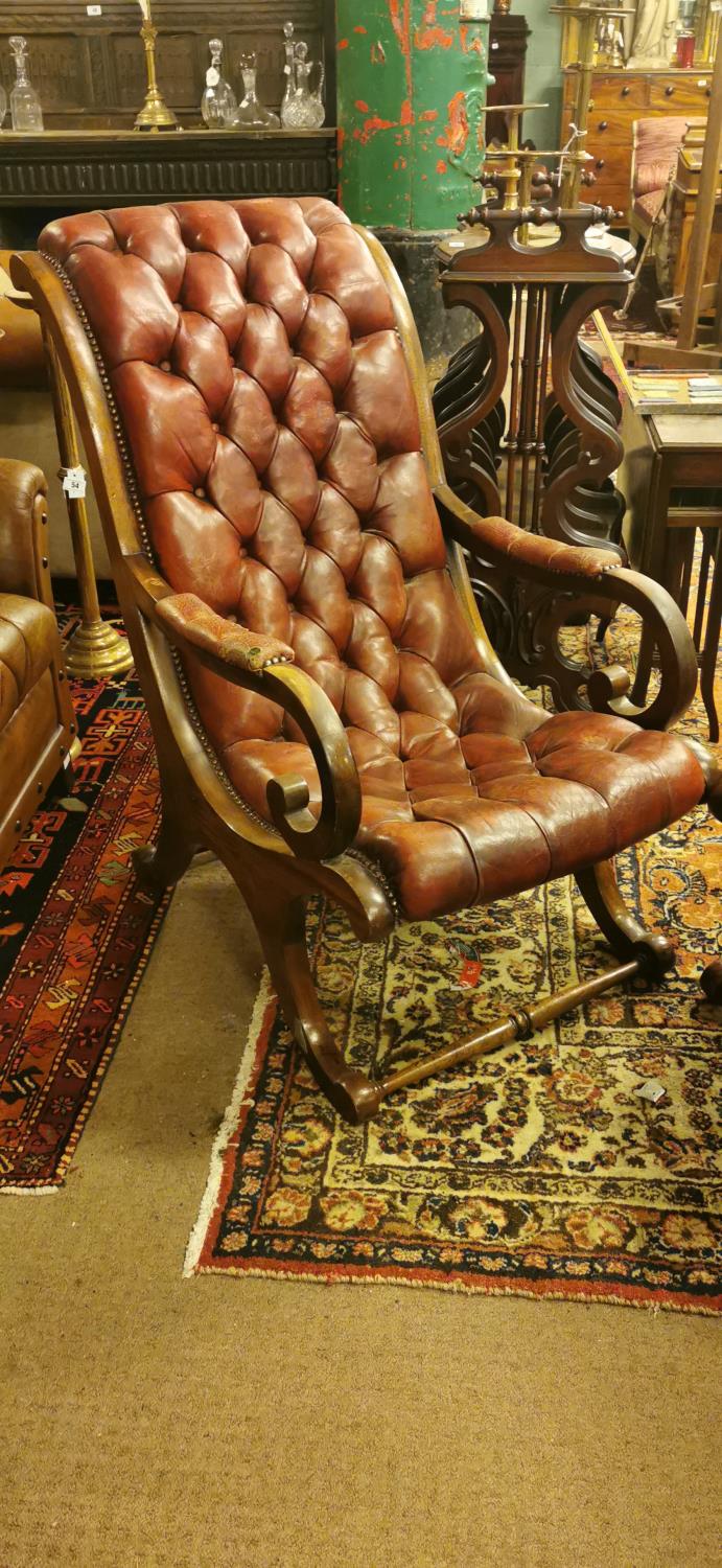 Pair of leather and mahogany library chairs. - Image 2 of 3