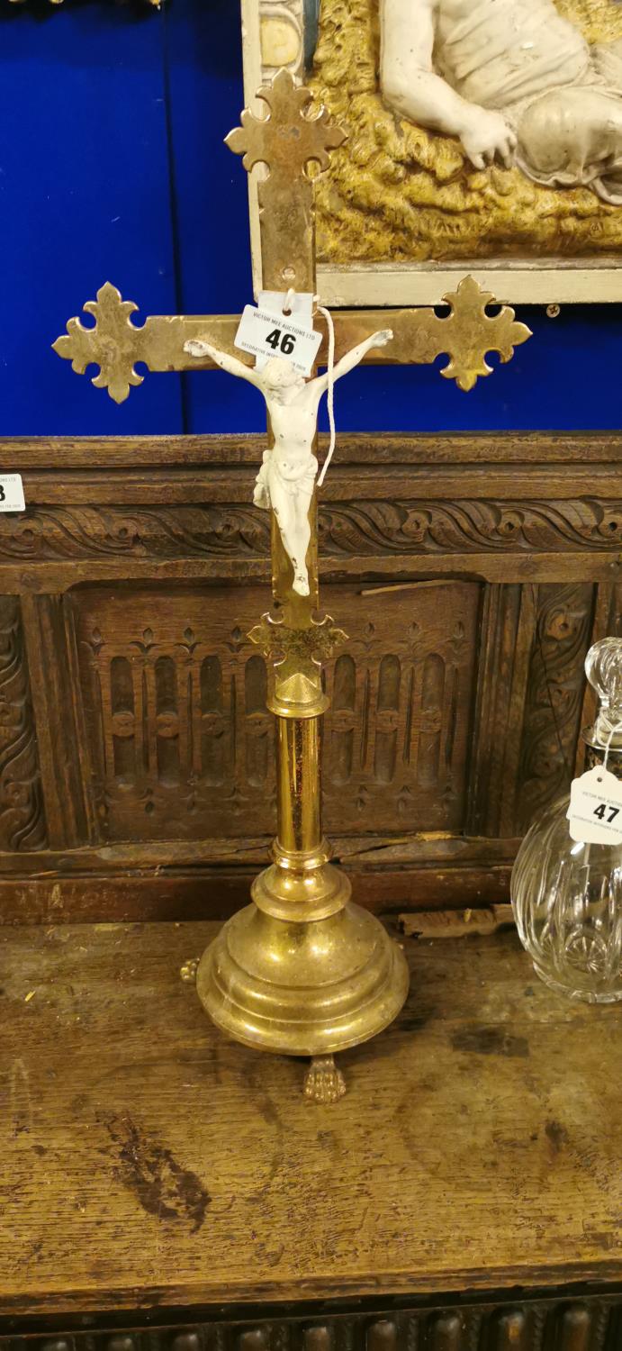 Large 19th. C. brass crucifix.