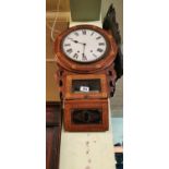 19th. C. inlaid walnut drop dial wall clock.