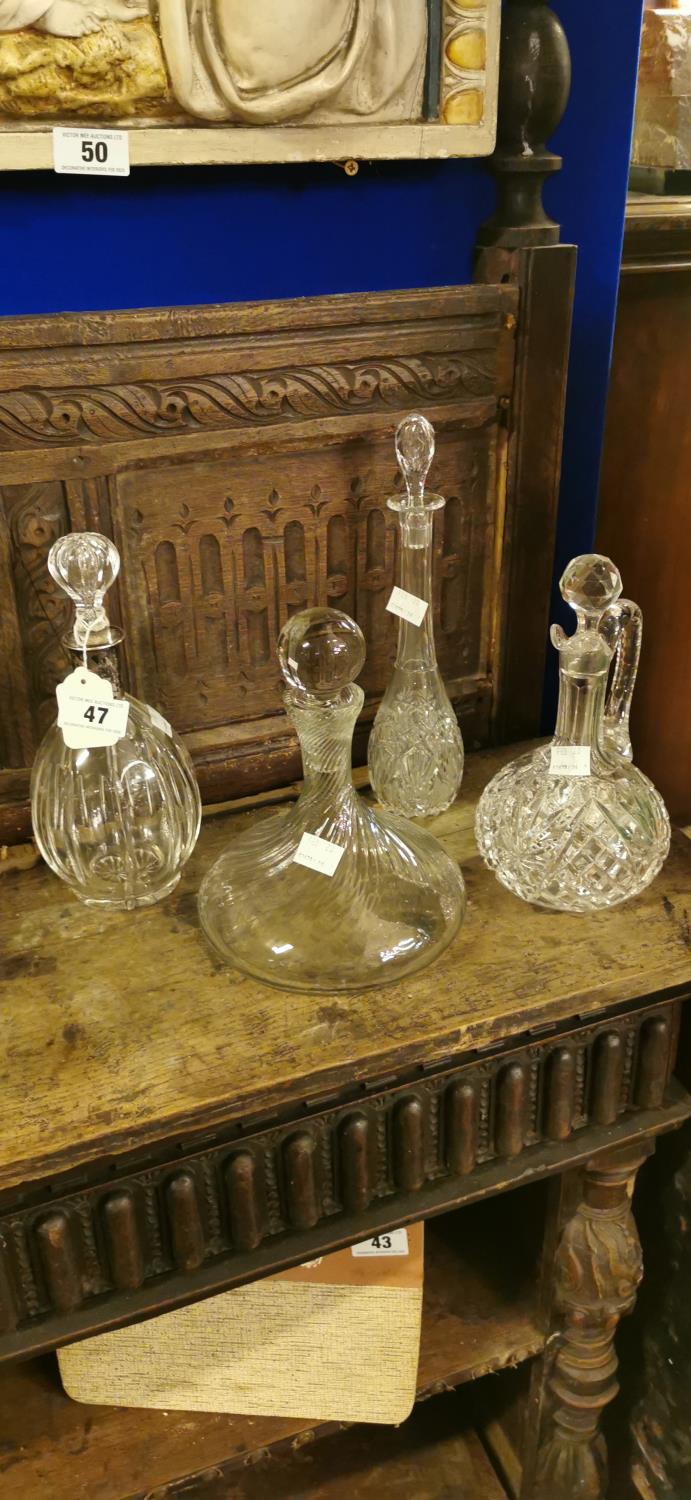 Collection of five decanters.