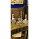 Collection of five decanters.