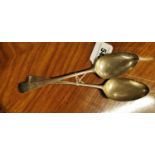 Two Scottish silver table spoons .