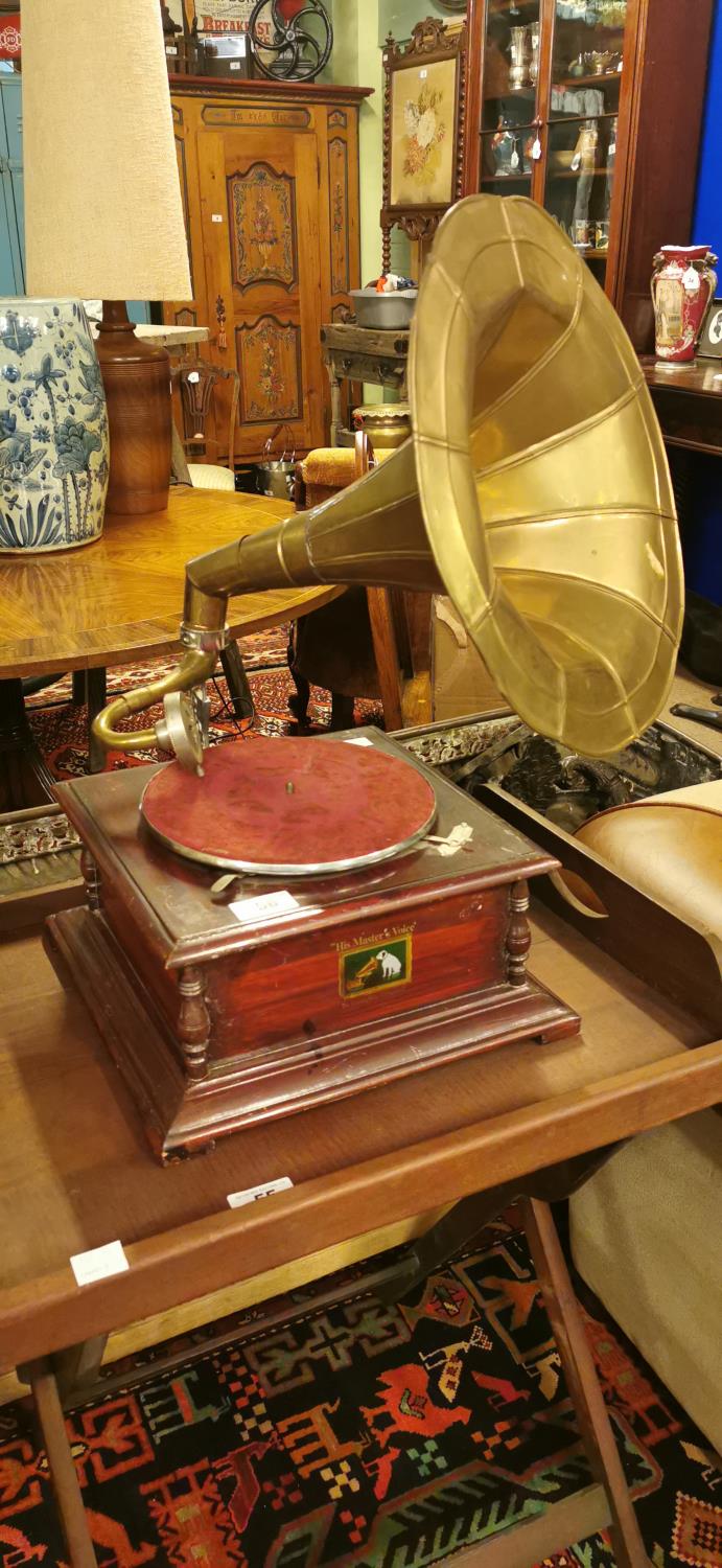 His Master's voice mahogany gramaphone.