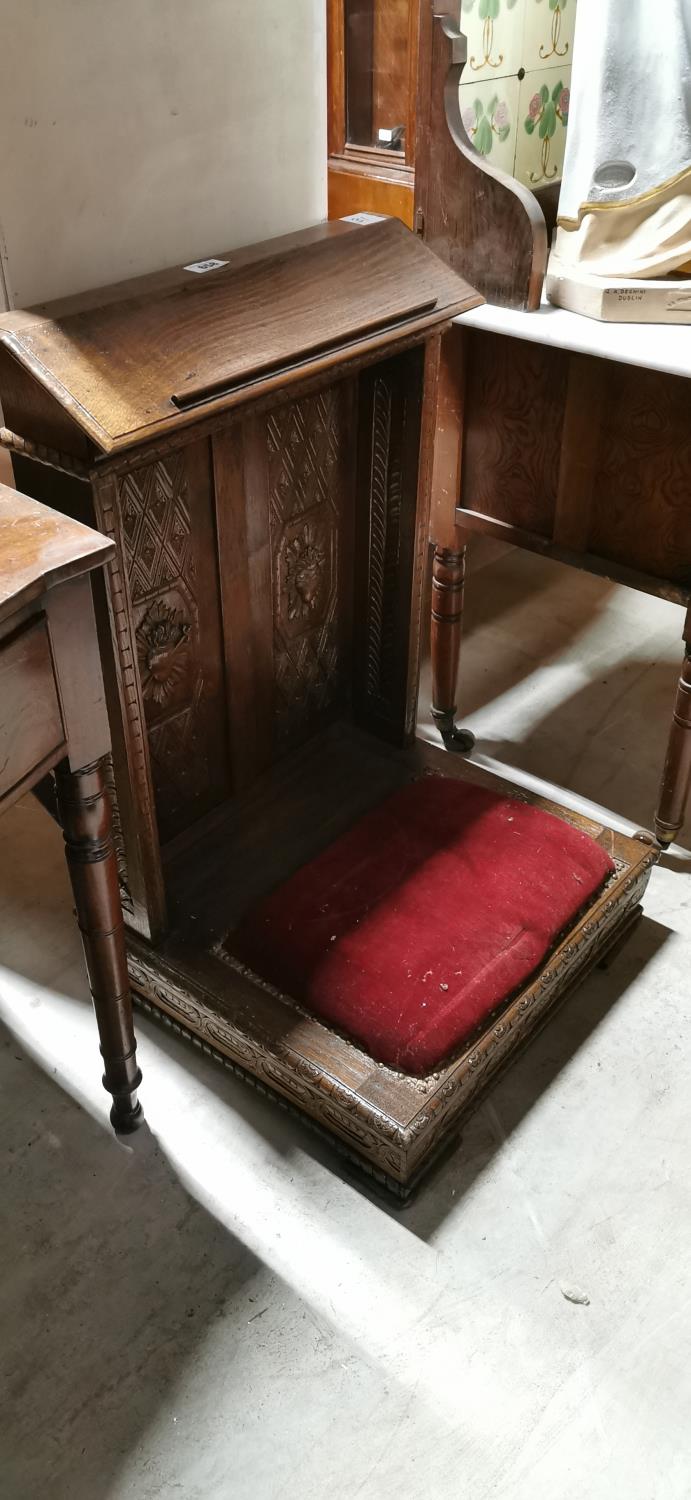 19th C. carved oak kneeler.