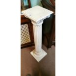 Painted pine corinthian column pedastal.