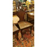 Pair of 19th. C. oak hall chairs.