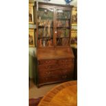 Georgian mahogany bureau bookcase.