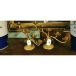 Pair 19th.C. brass five branch candlesticks.