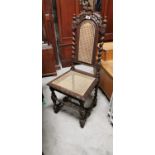 Set of six 19th C. carved oak dining chairs.