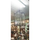 Brass and glass hall lantern.