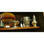 19th. C. silver plate - sugar shaker and bowl.