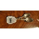 Three English silver tea spoons.