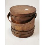 Early 20th C. wooden lidded butter barrell.