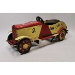 Early 20th C. wooden and metal pedal car.
