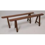 Pair 19th C. elm benches