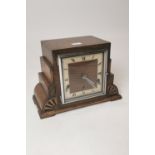 Art Deco oak and chrome mantle clock.