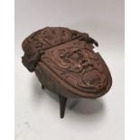 19th C. decorative cast iron coal scuttle.