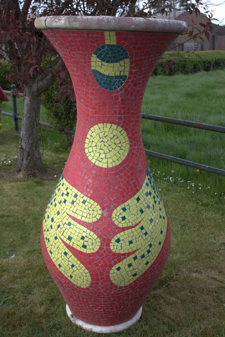 Large stone mosaic vase. - Image 2 of 3