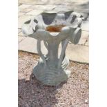 Pair of decorative cast stone Lily pad planters.