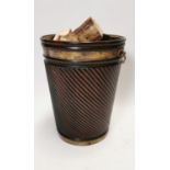 Mahogany brass bound peat bucket.