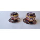 Pair of bone china biscuit barrels.