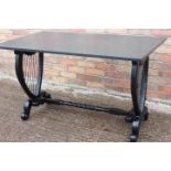 Cast iron table with marble top.
