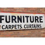 Furniture Carpets. Curtains. Enamel advertising sign.