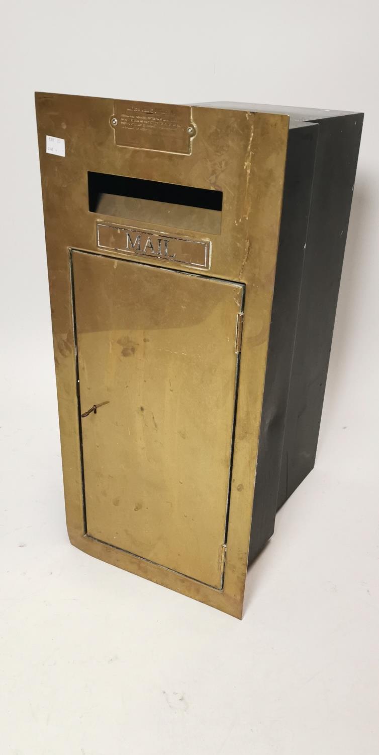 Early 20th C. brass and metal hotel post box.