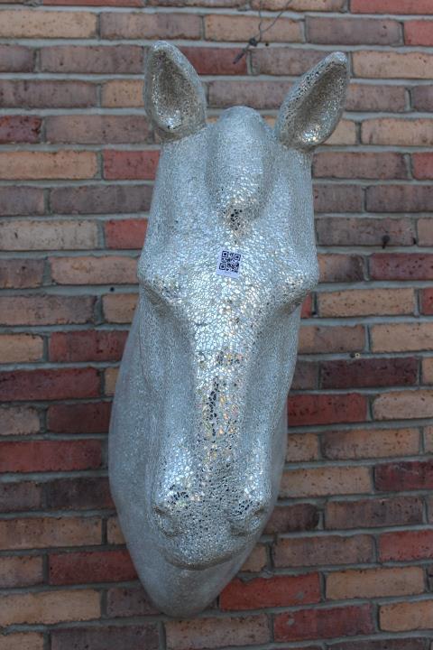 Mosaic glass wall mounted bust of horse's head. - Image 2 of 2