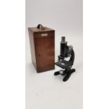 Early 20th C. cased microscope.