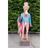 Wooden figure of America's Uncle Sam.