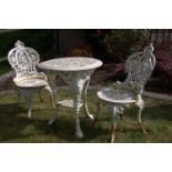 Decorative cast iron three piece garden set.