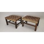 Pair of hand dyed leather upholstered stools.