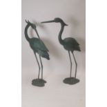 Pair of cast iron Herons.