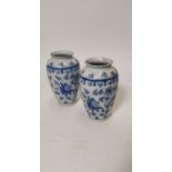 Pair of blue and white Oriental vases.