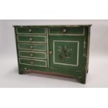 19th. C. Painted pine chest of drawers.