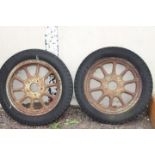 Pair of 19th C. lorry wheels.