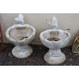 Pair of composition water fountains in the form of Dolphins.