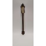 19th. C. carved oak stick barometer.